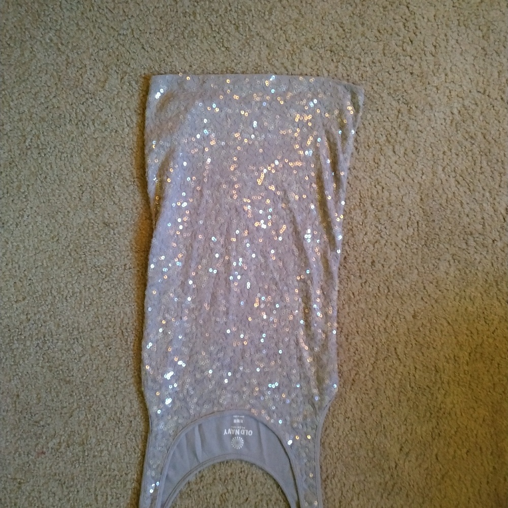 Grey sequined tank top.